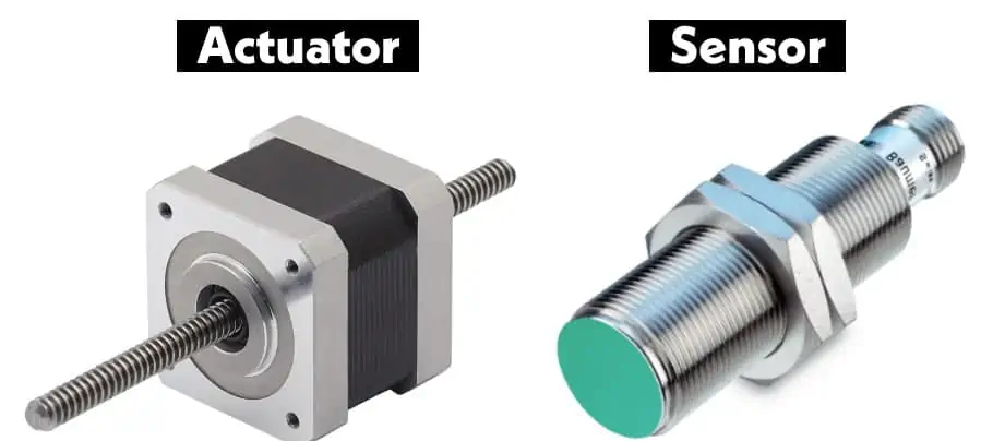 What sensors and actuators are used in automatic doors